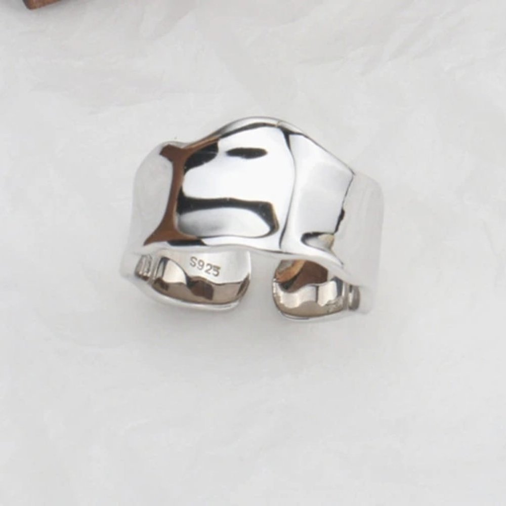 NEW 925 Sterling Silver Open Wave Adjustable Ring - Picture 7 of 8